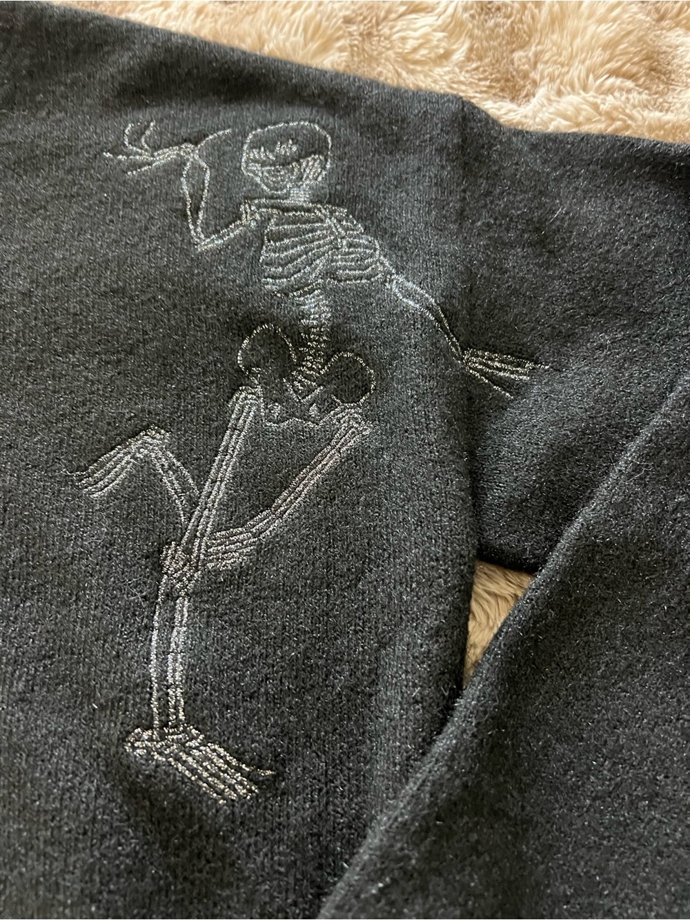Wildfox Black Crewneck Sweater with Embroidered Skeleton - Picture 2 of 5